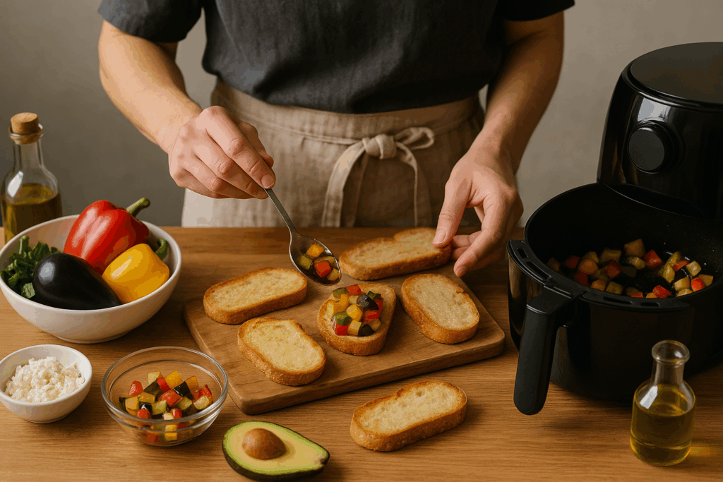 Μπρουσκέτες με Ψητά Λαχανικά στο Air Fryer: Εύκολη & Υγιεινή Απόλαυση