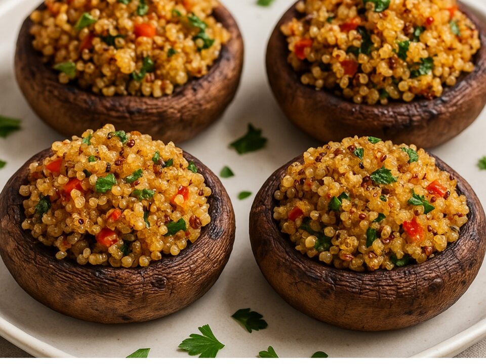 Γεμιστά Μανιτάρια με Κινόα στο Air Fryer – Η Superfood Συνταγή που θα Αγαπήσεις