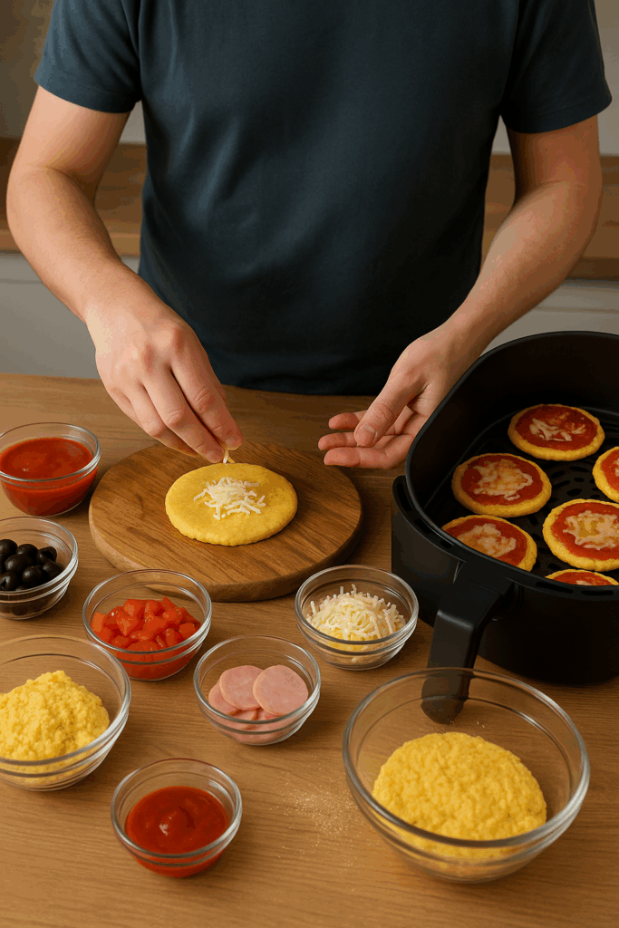 Μίνι πίτσες με βάση από καλαμπόκι στο air fryer: Εύκολη, γρήγορη και πεντανόστιμη συνταγή