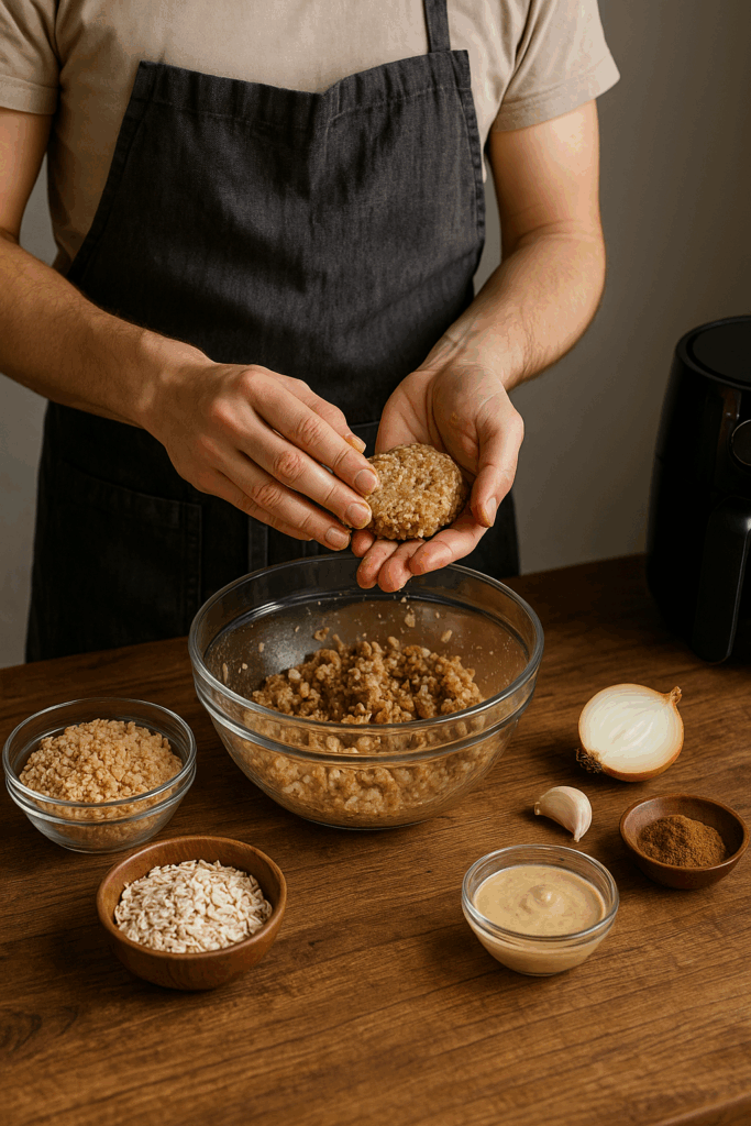 Μπιφτέκια σόγιας με ταχίνι και κύμινο στο air fryer