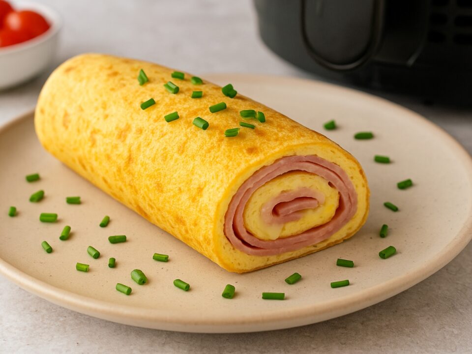 Κρέπες με αυγό και ζαμπόν στο Air Fryer – Ομελέτα σε μορφή ρολού