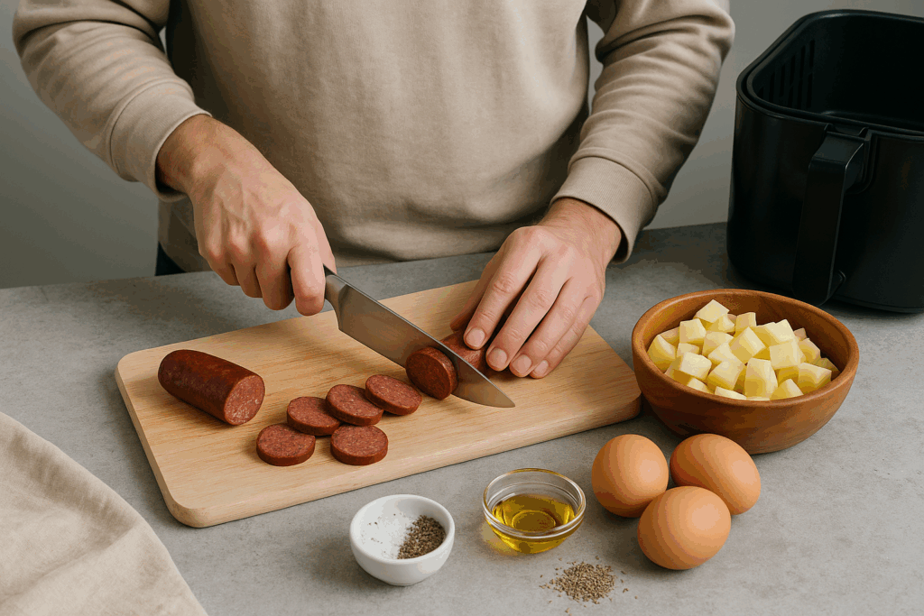Σουτζούκι με αυγά και πατάτες στο air fryer – Ένα πεντανόστιμο brunch με twist