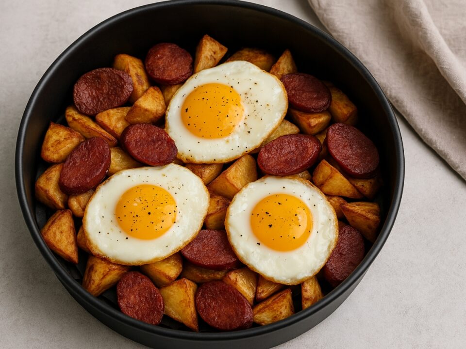 Σουτζούκι με αυγά και πατάτες στο air fryer – Ένα πεντανόστιμο brunch με twist