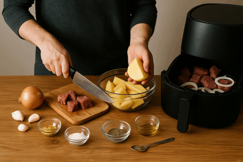 Μοσχάρι με πατάτες στο air fryer – Σπιτικό φαγητό χωρίς φούρνο