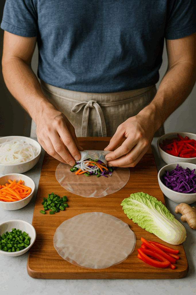 Vegan Spring Rolls με Λαχανικά και Noodles στο Air Fryer
