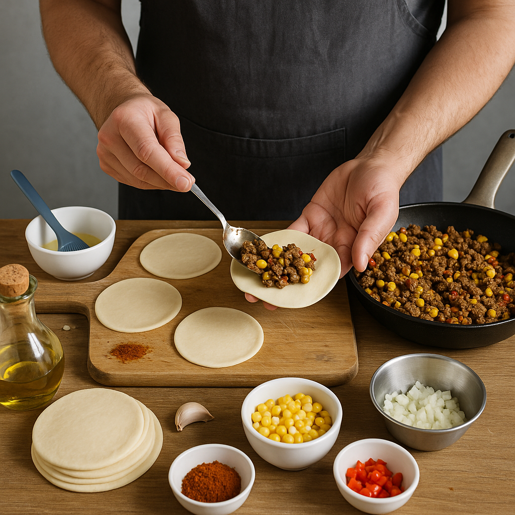 Empanadas με μοσχάρι και καλαμπόκι στο air fryer