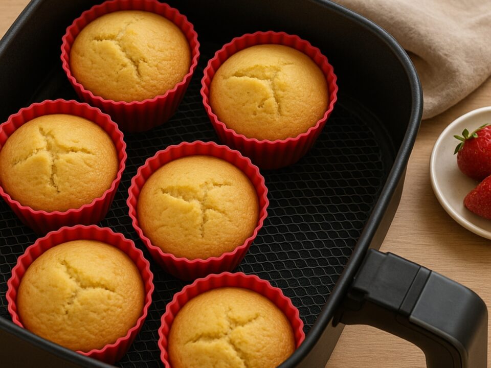 Κέικ βανίλιας σε φορμάκια σιλικόνης στο air fryer – αφράτο και αρωματικό