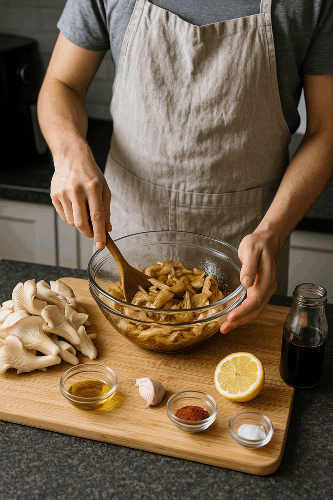 Μανιτάρια πλευρώτους μαριναρισμένα στο air fryer – ο τέλειος vegan μεζές