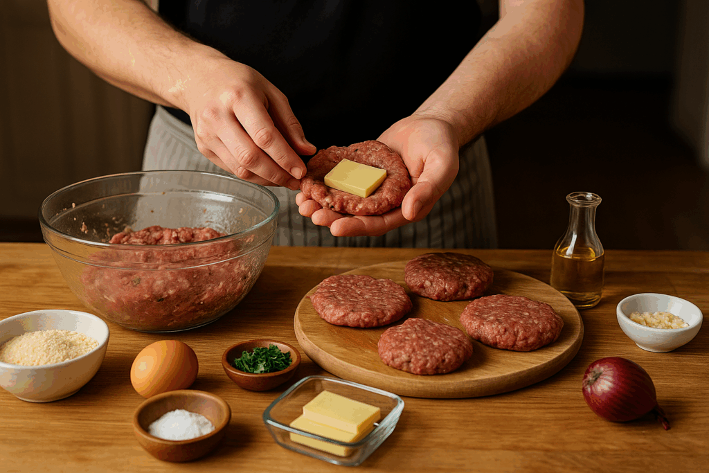 Μπιφτέκι μοσχαρίσιο γεμιστό με κασέρι στο air fryer – Εύκολη και ζουμερή συνταγή βήμα-βήμα