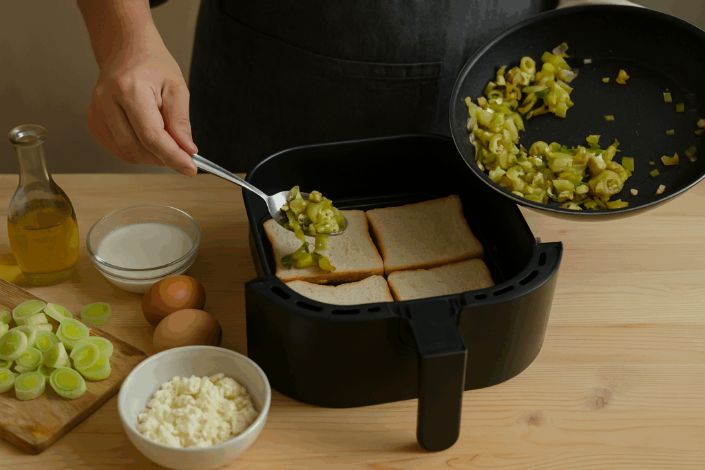 Πρασόπιτα twist στο air fryer – σε βάση από ψωμί του τοστ