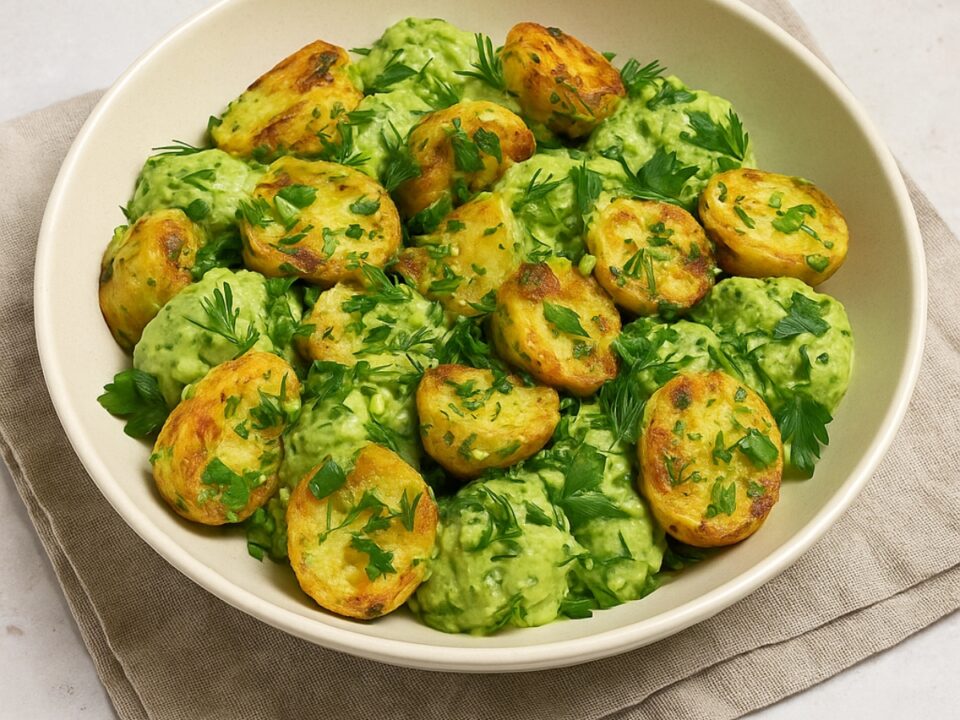 Vegan Πατατοσαλάτα στο Air Fryer: Πατάτες με Σως Αβοκάντο & Μυρωδικά