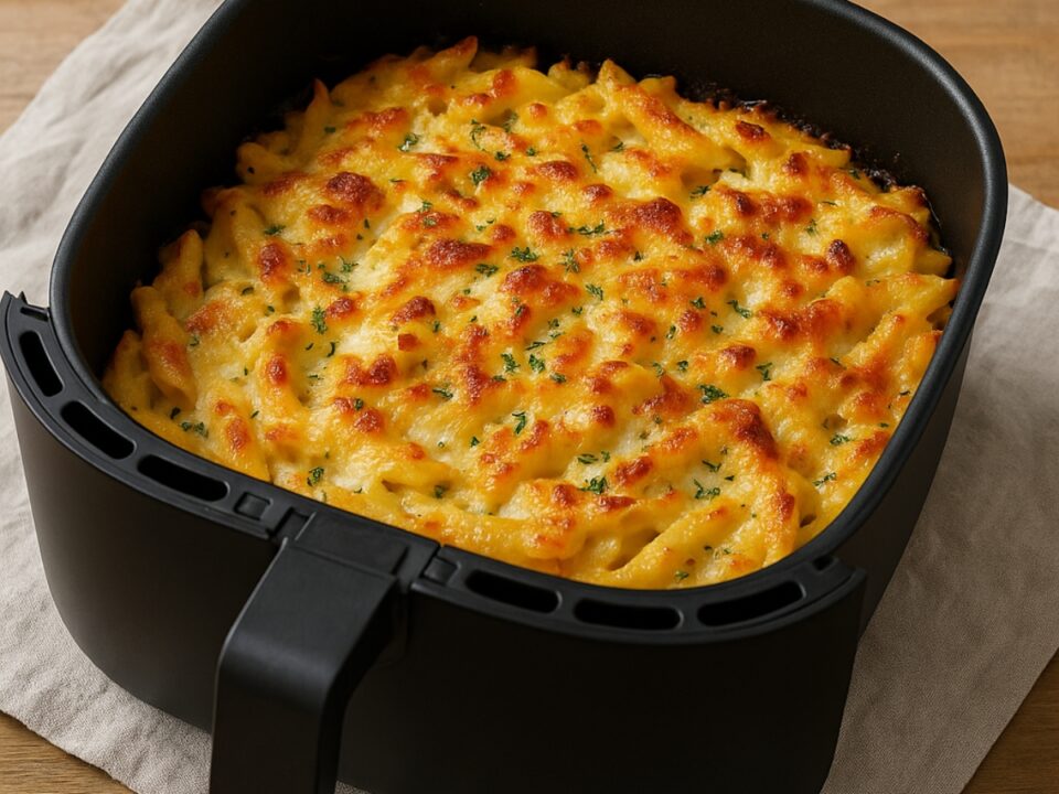 Ζυμαρικά φούρνου στο air fryer με κρέμα τυριών – χωρίς κατσαρόλα