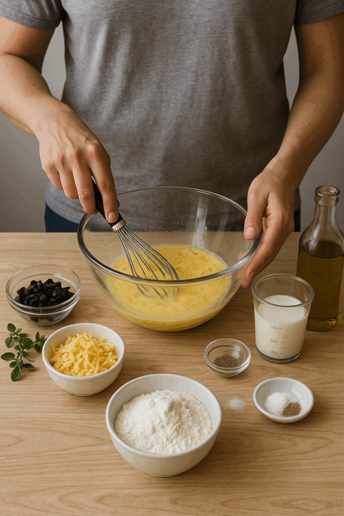 Μάφινς αλμυρά με καπνιστό τυρί και ελιές στο air fryer