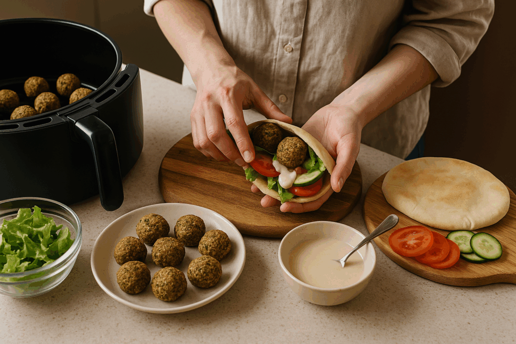 Πίτες με φαλάφελ και σως ταχίνι στο air fryer: Υγιεινή & απολαυστική ιδέα για κάθε στιγμή