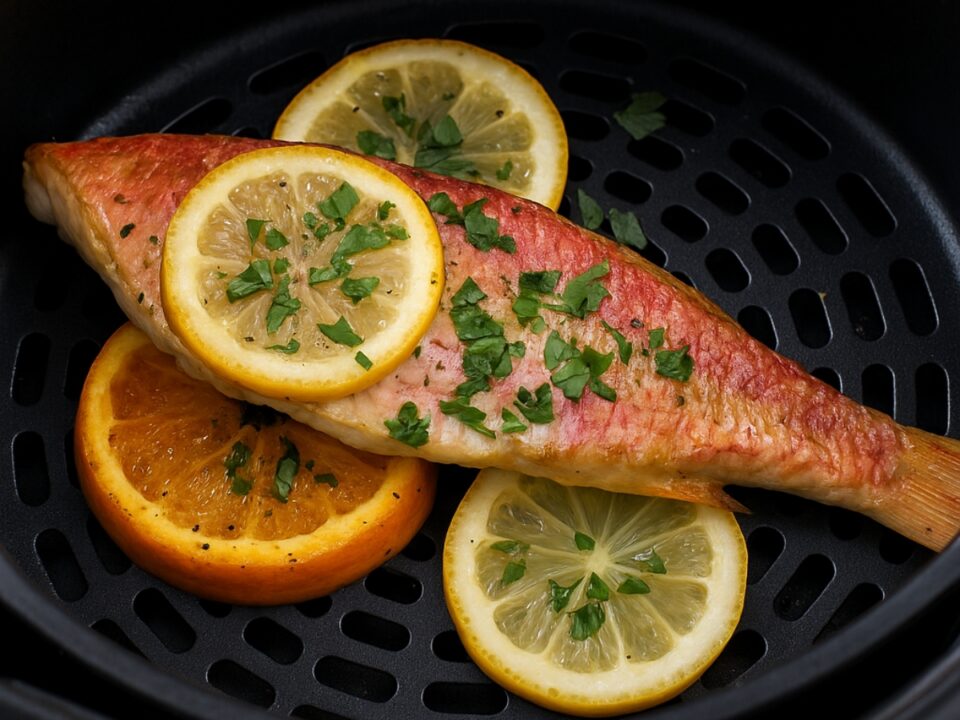Φιλέτο μπαρμπούνι στο air fryer με αρωματικά εσπεριδοειδή