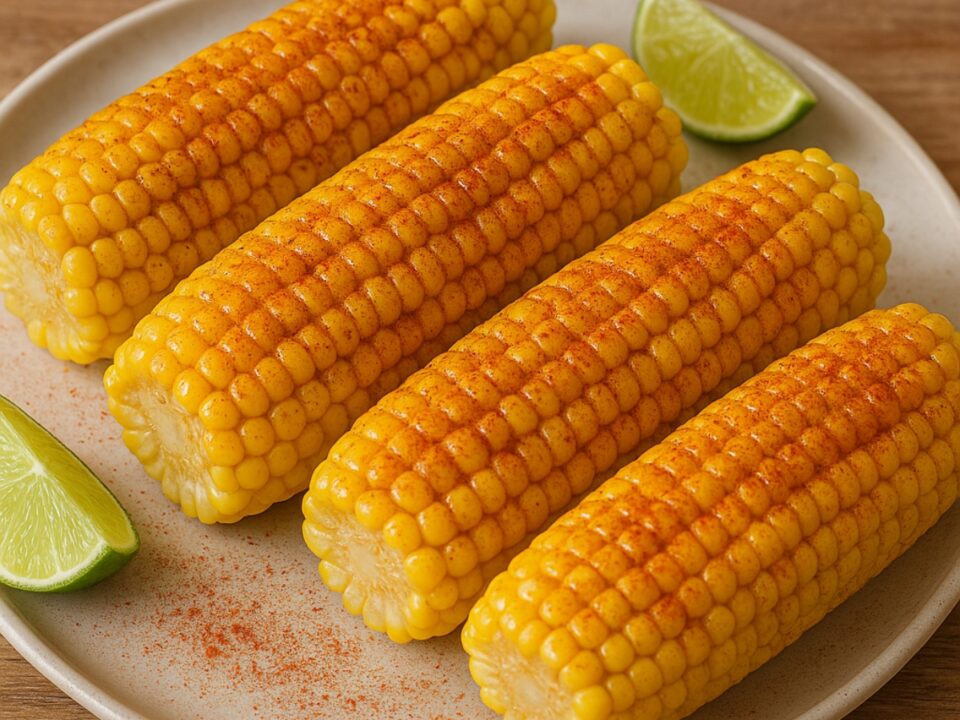 Καλαμπόκι στον ατμό στο air fryer με lime και πάπρικα