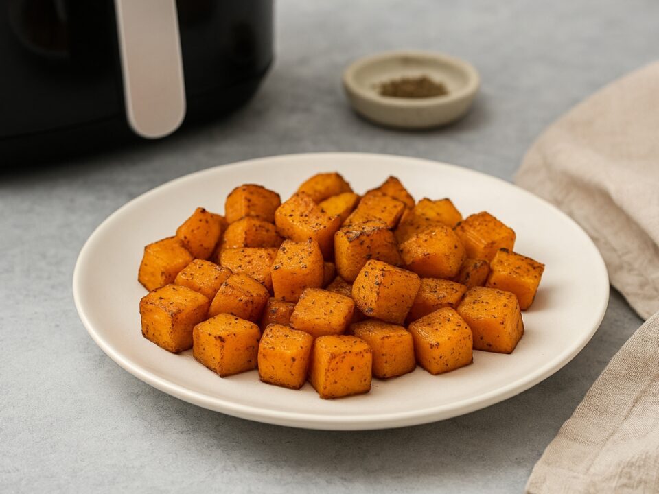 Κολοκύθα σε κύβους με κανέλα και πιπέρι στο air fryer