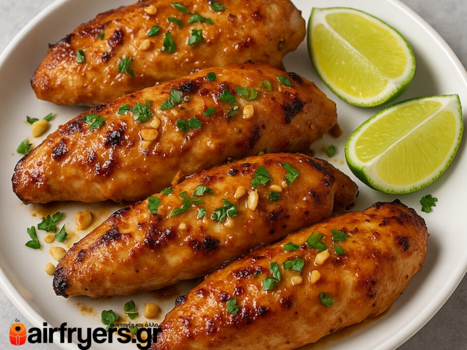 Κοτόπουλο με φυστικοβούτυρο και lime στο air fryer