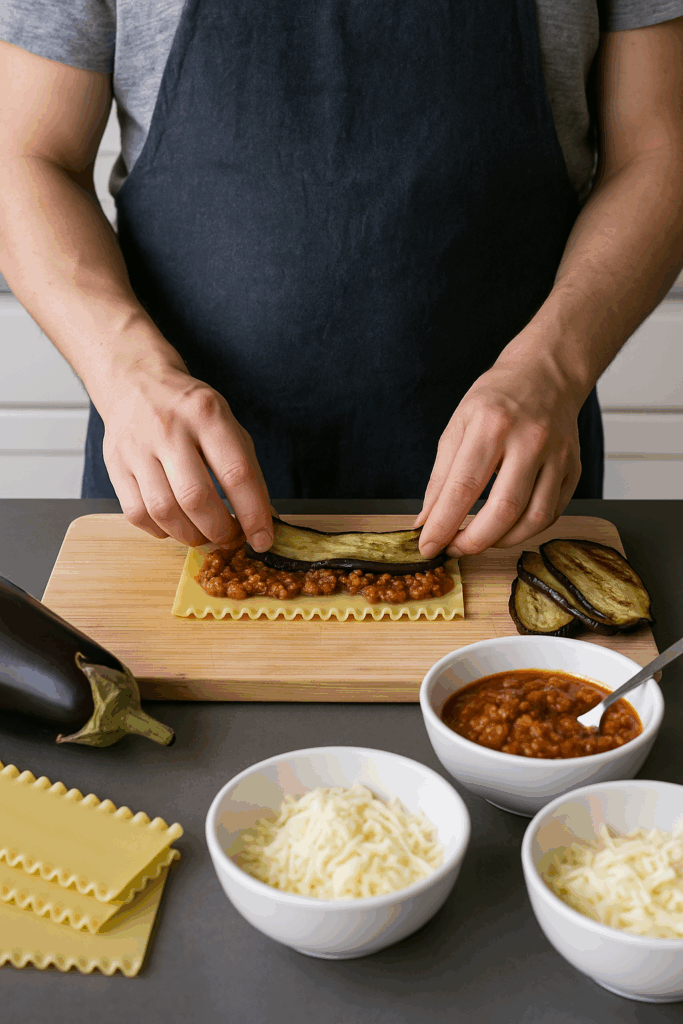 Λαζάνια ρολό με μελιτζάνα και κιμά στο air fryer