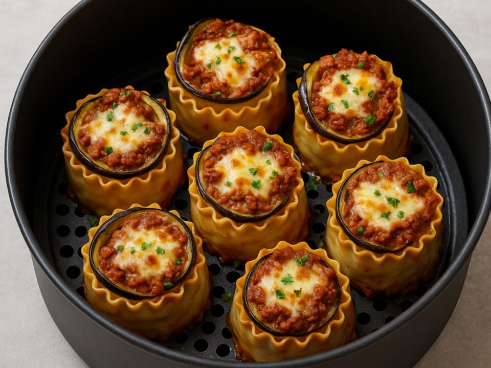 Λαζάνια ρολό με μελιτζάνα και κιμά στο air fryer