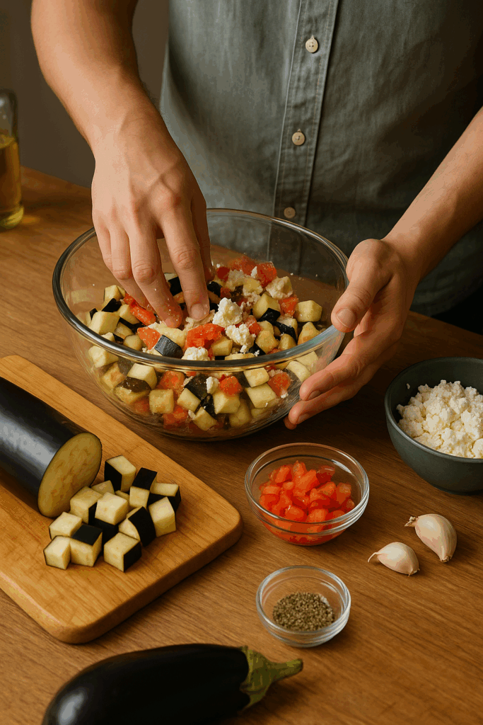 Μελιτζανομπουκιές με φέτα και ντομάτα στο air fryer