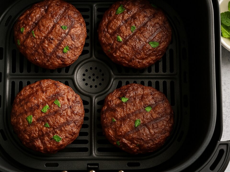 Μπιφτέκια μοσχαρίσια με φρέσκο δυόσμο στο Air Fryer