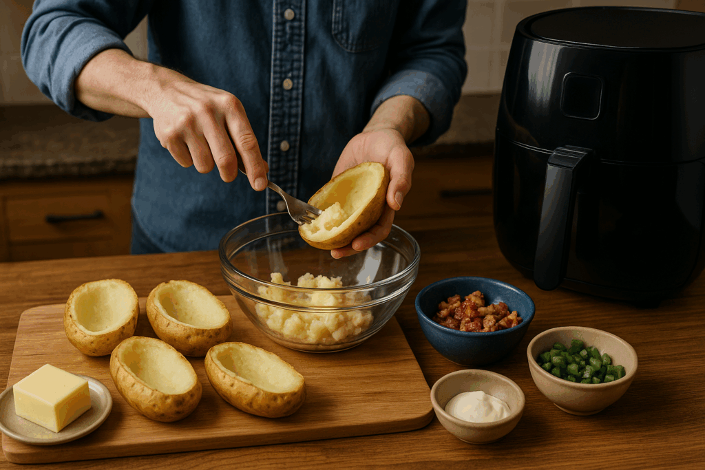 Γεμιστές πατάτες με μπέικον και τυρί στο air fryer: Η απόλυτη comfort food συνταγή