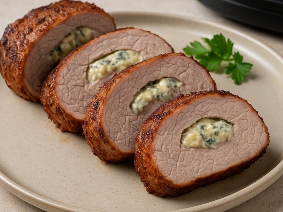 Χοιρινό ψαρονέφρι γεμιστό με μπλε τυρί στο air fryer