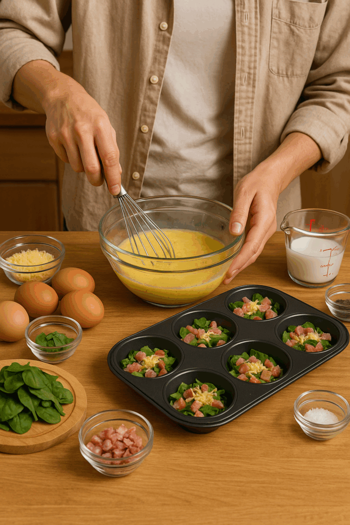 Μίνι quiche χωρίς ζύμη στο air fryer – με μπέικον και σπανάκι