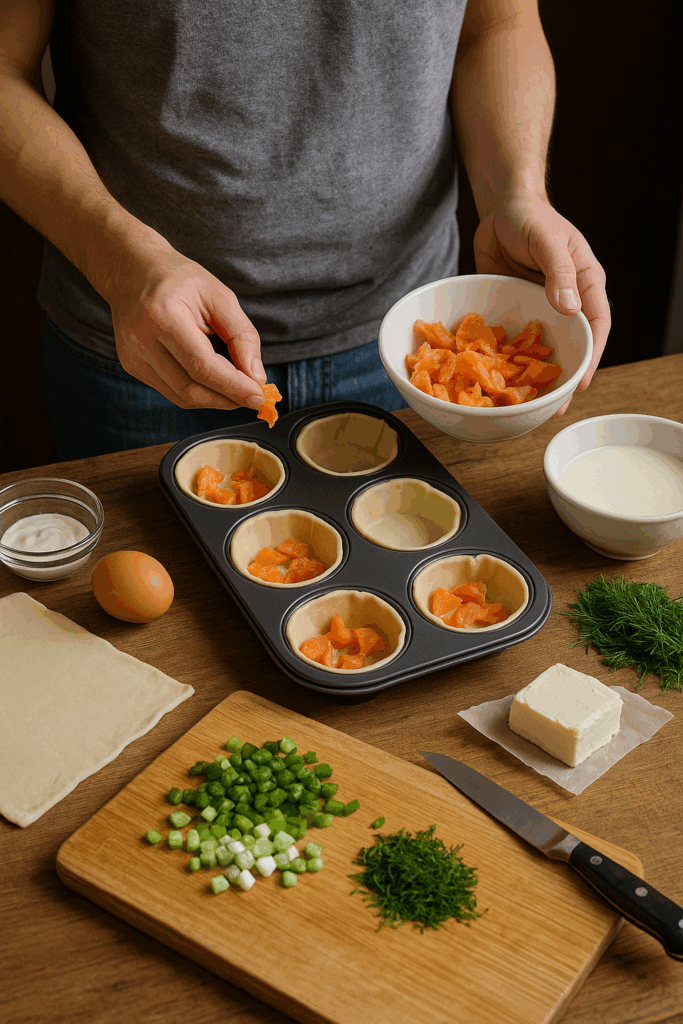 Μίνι Quiche με Σολομό και Φρέσκο Κρεμμύδι στο Air Fryer