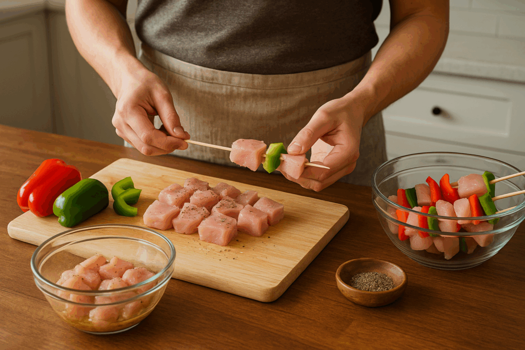 Σουβλάκια γαλοπούλας με πιπεριά στο air fryer