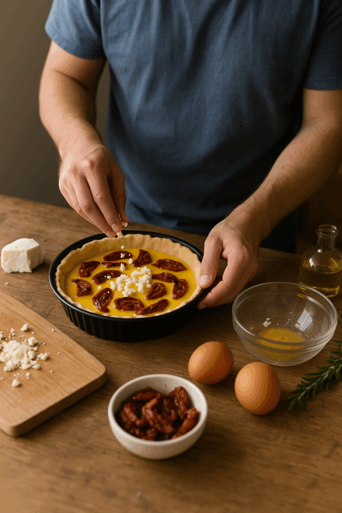 Τάρτα με κρέμα αυγού και λιαστή ντομάτα στο air fryer