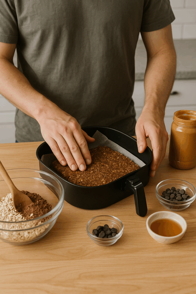 Μπάρες με βρώμη, κακάο και φυστικοβούτυρο στο air fryer