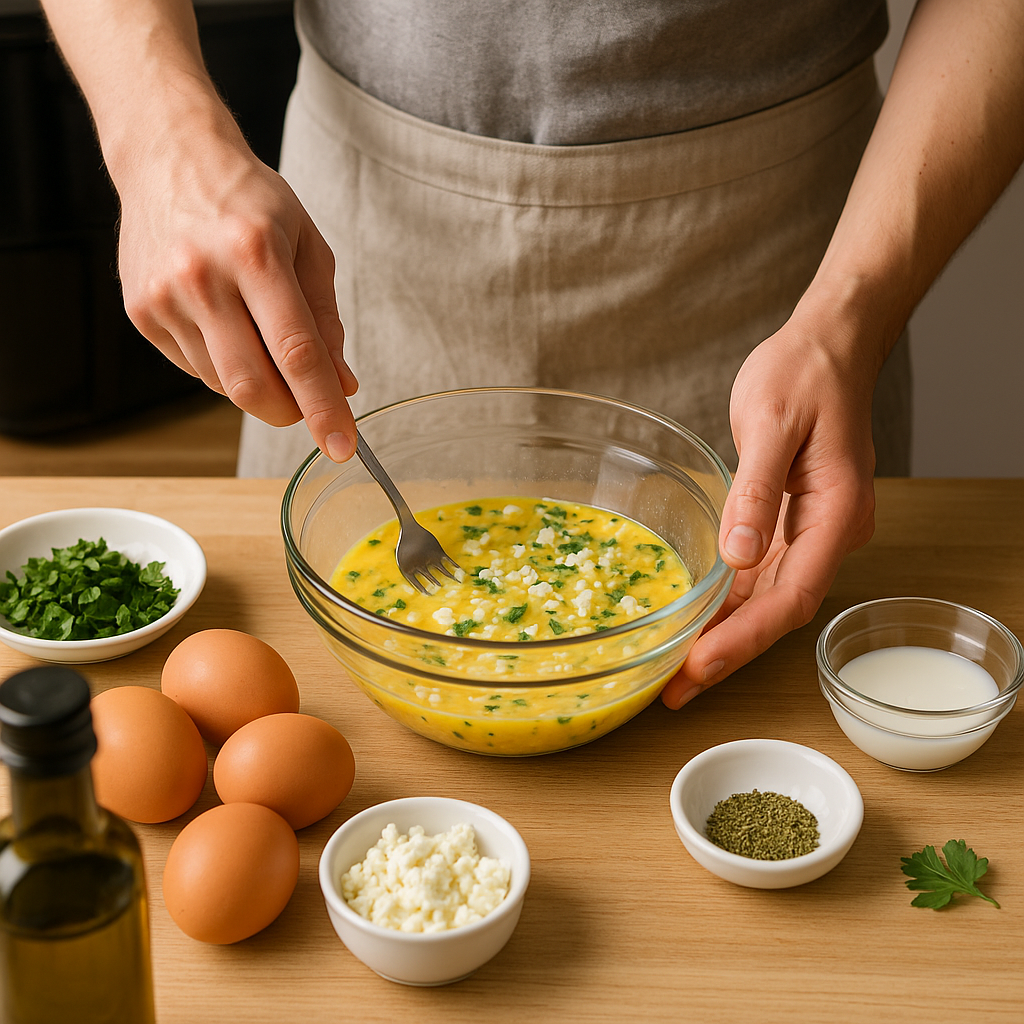 Αυγά scrambled με μυρωδικά και φέτα στο air fryer