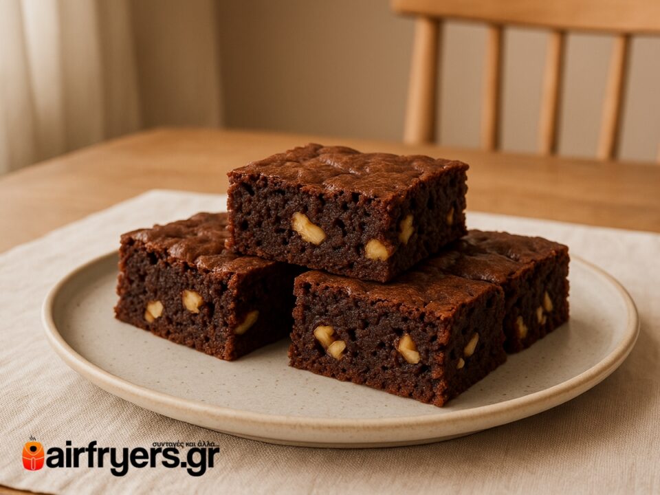 Brownies με σοκολάτα και καρύδια στο air fryer