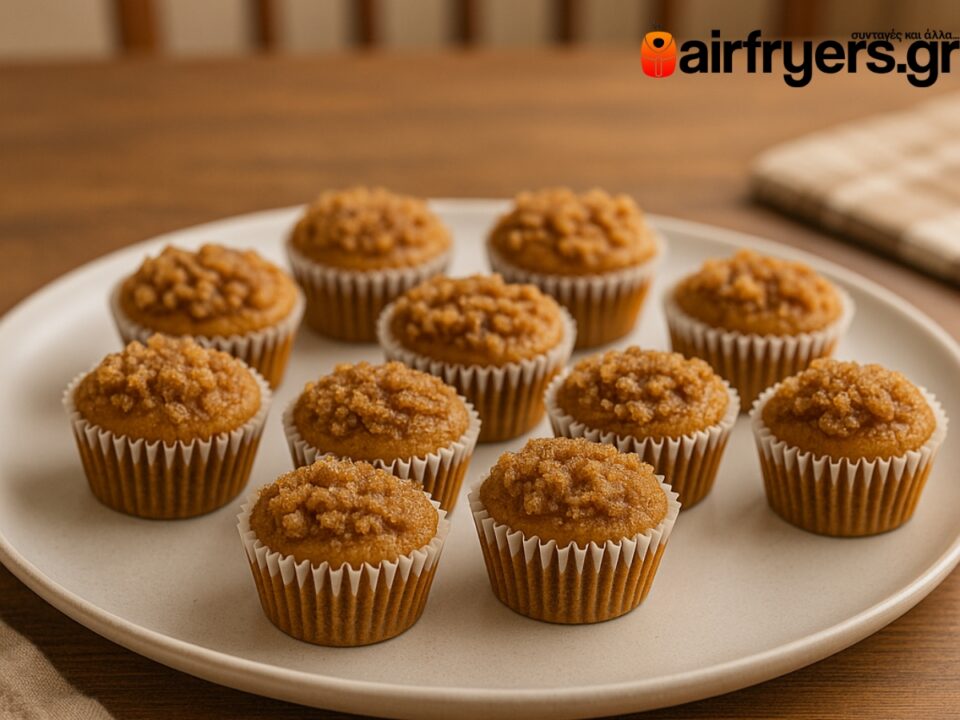 Mini cupcakes με κολοκύθα και καστανή ζάχαρη στο air fryer