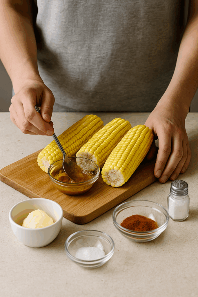 Ψητό καλαμπόκι με βούτυρο πάπρικας στο air fryer