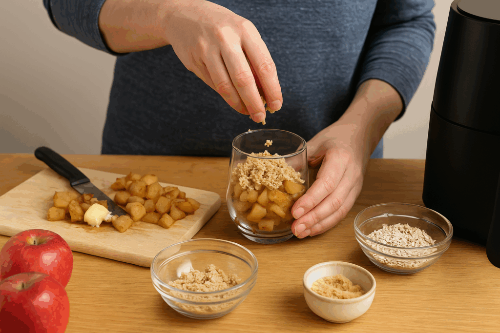 Μηλόπιτα σε ποτήρι με crumble στο air fryer - το πιο εύκολο γλυκό με άρωμα φθινοπώρου
