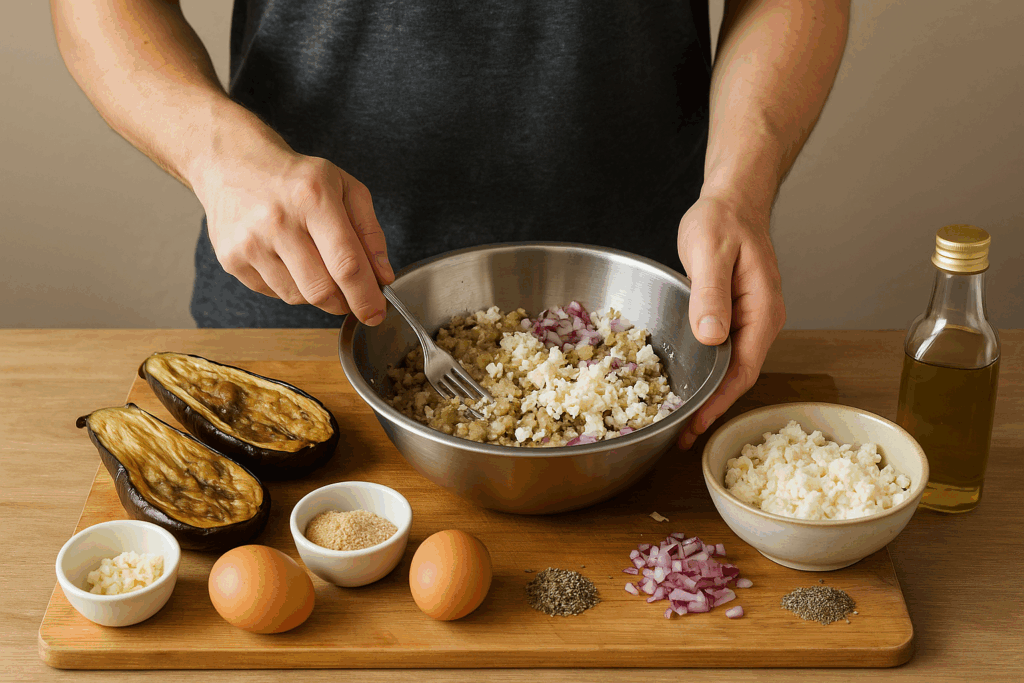 Μπιφτέκια μελιτζάνας με φέτα στο air fryer