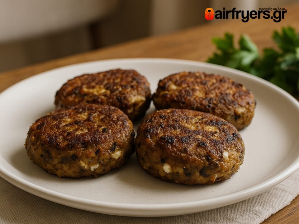 Μπιφτέκια μελιτζάνας με φέτα στο air fryer