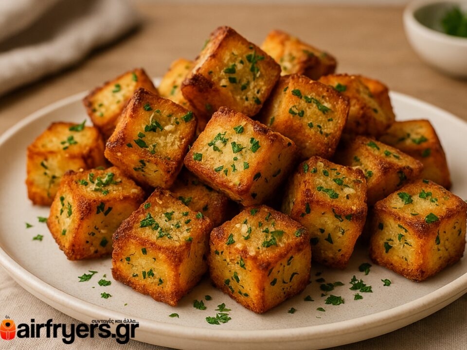 Μπουκιές ψωμιού με σκόρδο και μυρωδικά στο air fryer