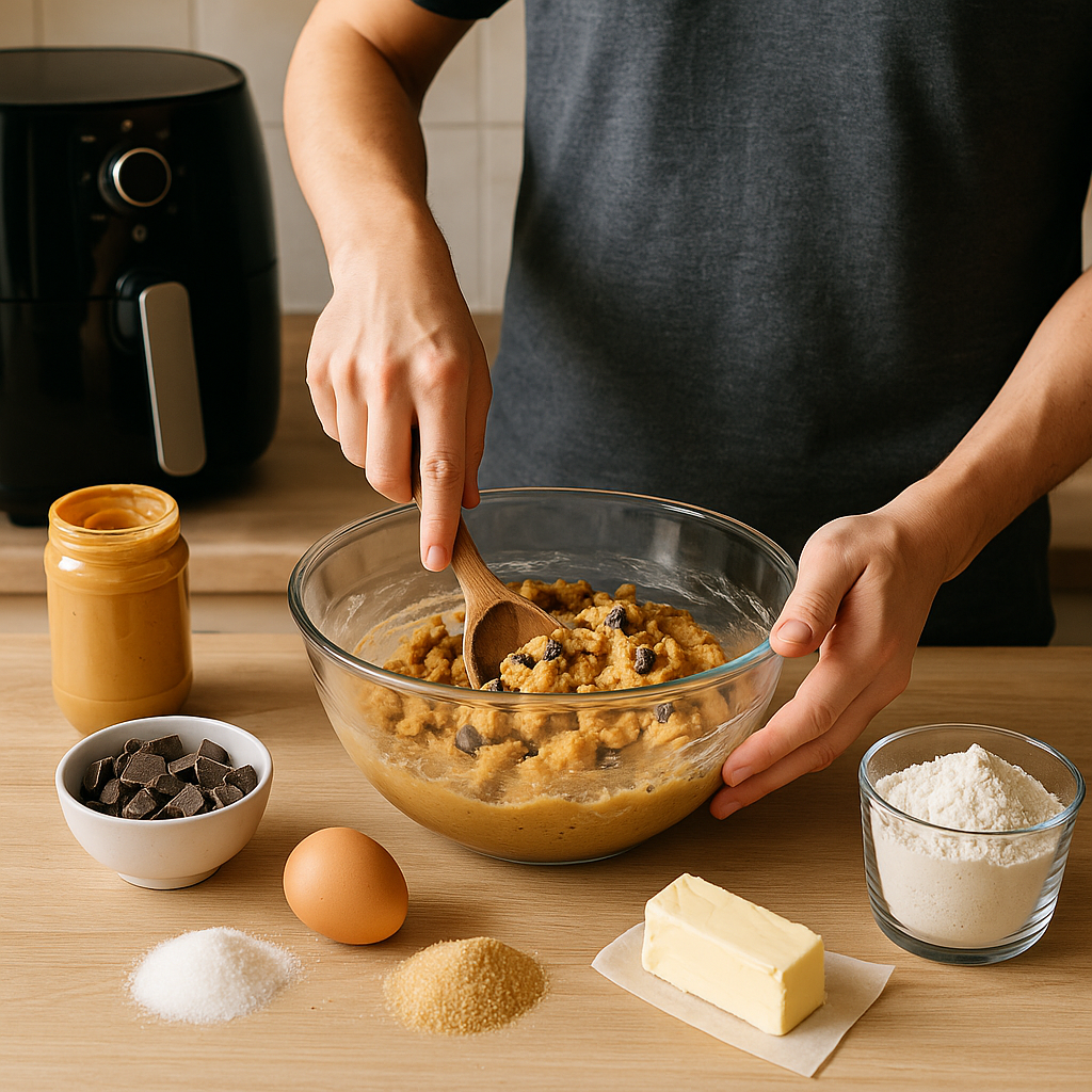 Μαλακά cookies με φυστικοβούτυρο και μαύρη σοκολάτα στο air fryer