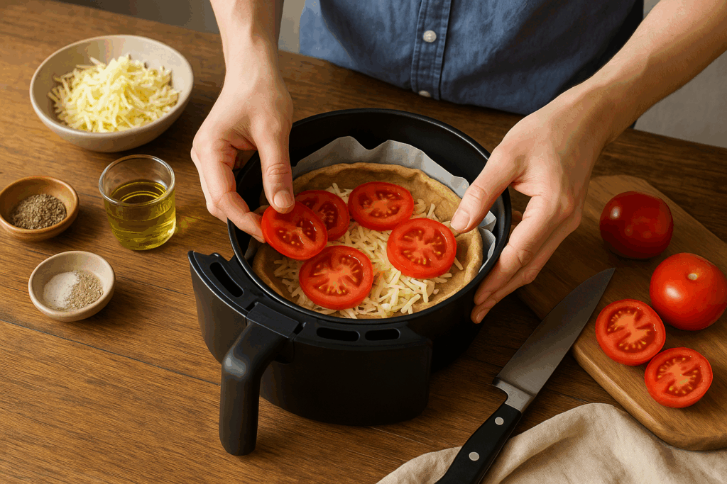 Τάρτα ντομάτας και γραβιέρας με φύλλο ολικής στο air fryer