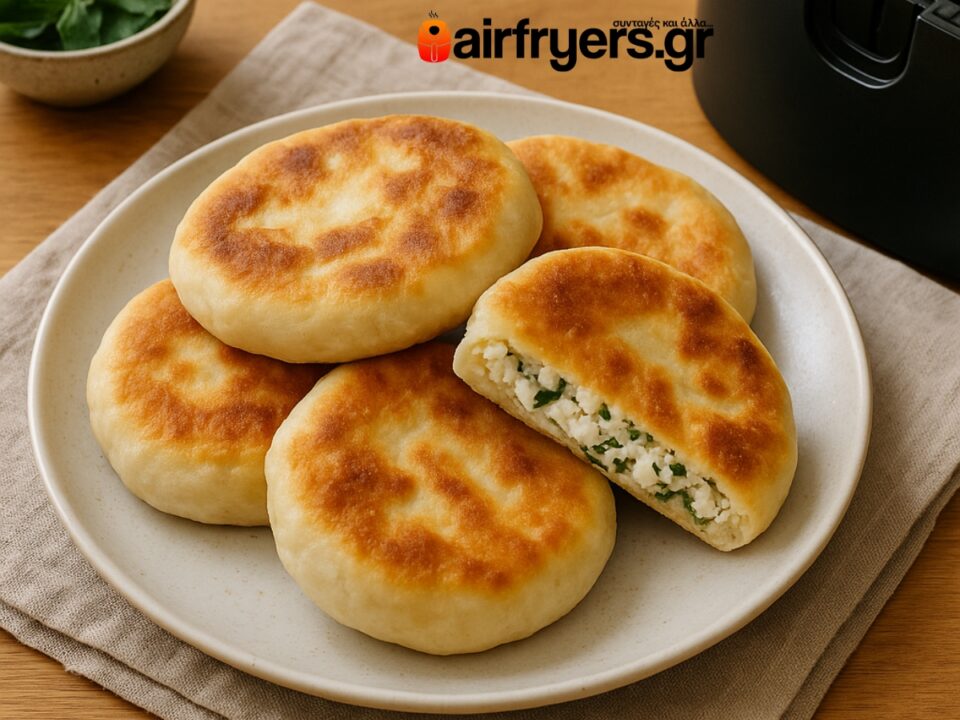 Τηγανόψωμα χωρίς τηγάνι στο air fryer με φέτα και δυόσμο