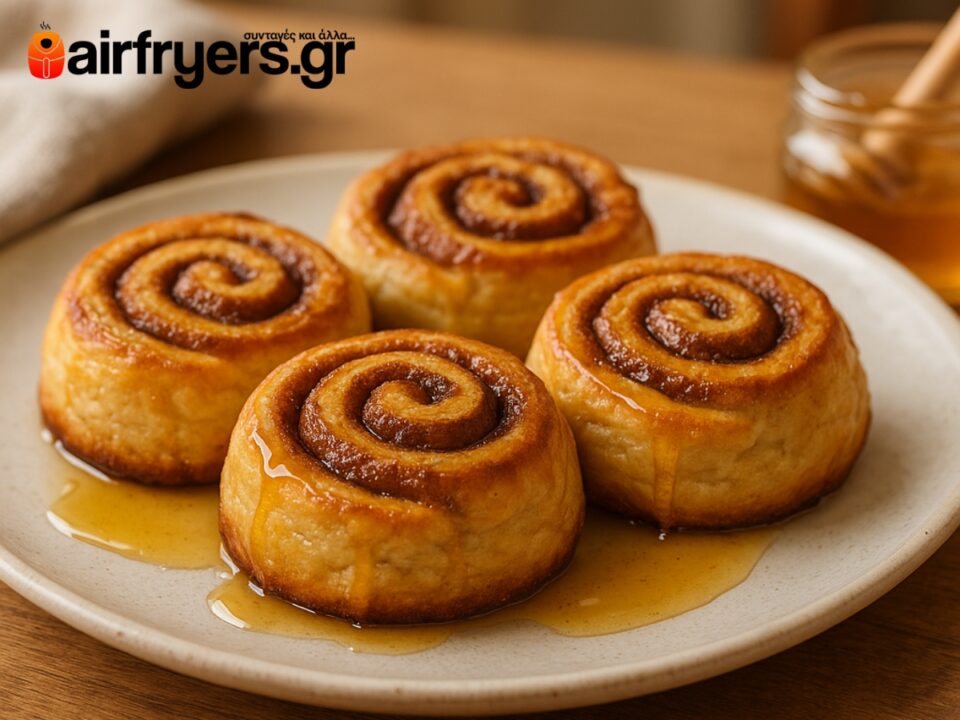 Ρολάκια κανέλας με μέλι στο air fryer