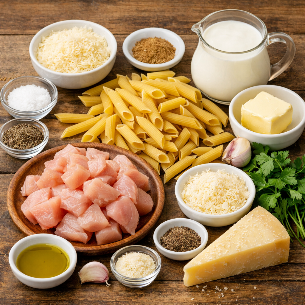 Κοτόπουλο Alfredo με πένες στο air fryer