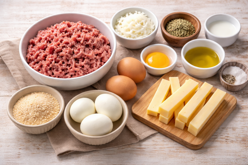 Ρολό κιμά γεμιστό με αυγό και κασέρι στο air fryer